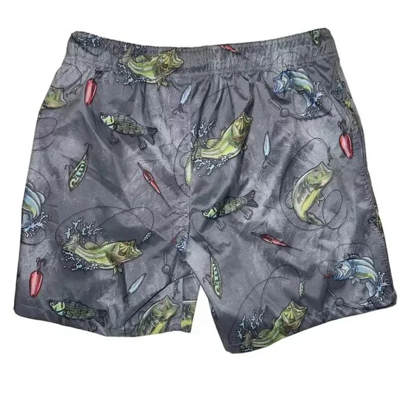 Men’s Fishing Swim Trunks Board Pool Shorts Psycho Tuna Medium Grey